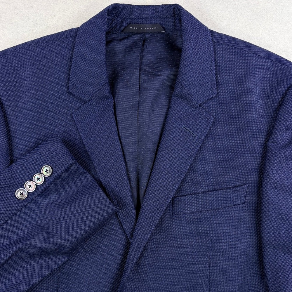 Hugo Boss Hutsons1 Navy Blue Chevron Blazer Lanificio Tesse Biella Mens 38R